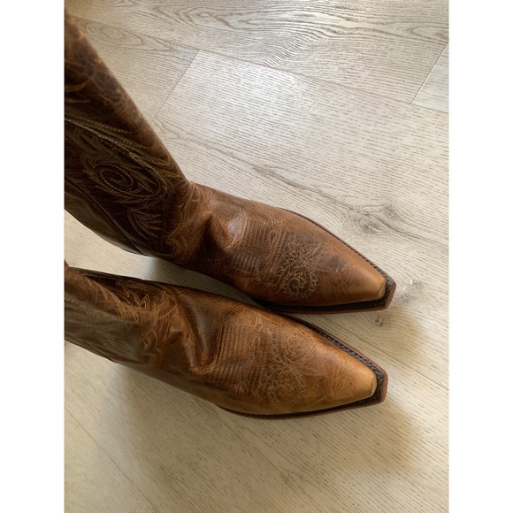 Justin Womens Distressed 10B Leather Western Cowboy Boots Snip Toe Swirl Stitch - Picture 15 of 15